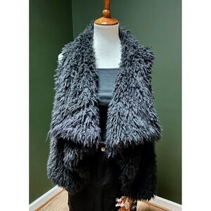 Say What Faux Fur Open Front Vest Women's Medium